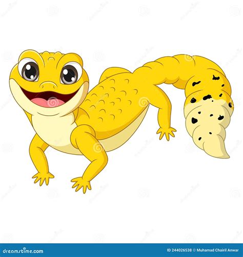 Dessin Anim Mignon Gecko Jaune Sur Fond Blanc Illustration De Vecteur