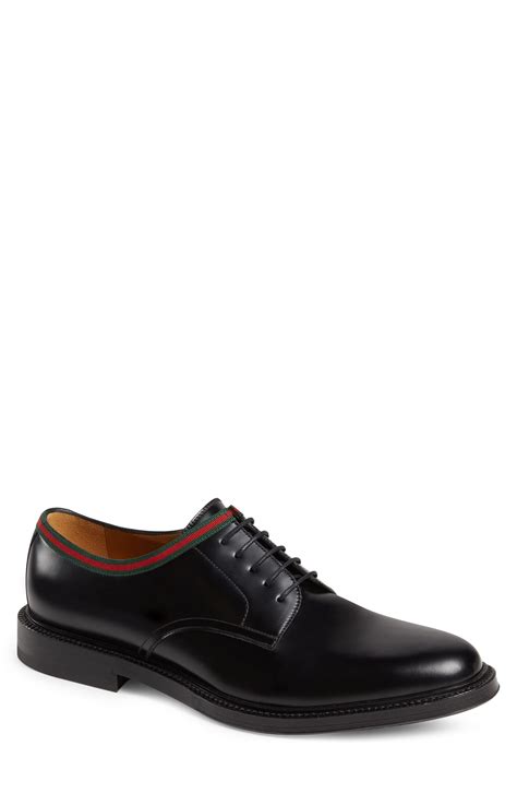 Gucci Mm Leather Lace Up Derby Shoes In Nero Black For Men Lyst