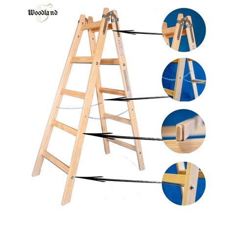 DRABINA DREWNIANA ROZSTAWNA 5 SZCZEBLOWA STANDARD WOODLAND