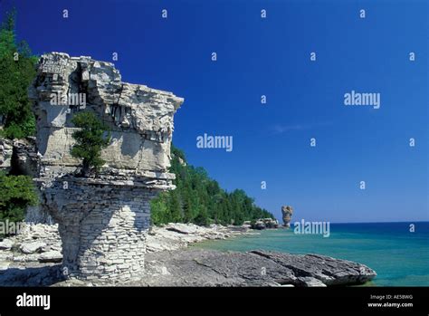 Fathom Five National Marine Park Flowerpot Island Ontario Canada Stock ...