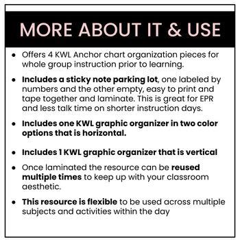 Multi-subject KWL Anchor Chart Pieces, Writing, Graphic Organizers ...