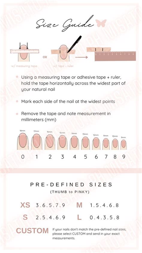 Nail Size Guide • Chart Press On Nails Nail Sizes Best Press On Nails Business Nails