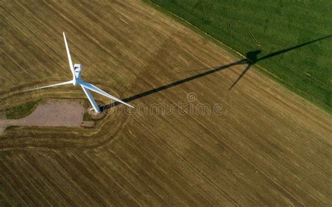 Aerial View of Wind Turbine Stock Image - Image of environment, rural ...