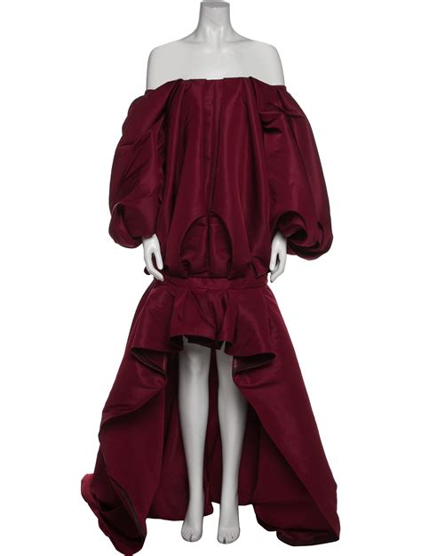 Bibhu Mohapatra Off The Shoulder Long Dress Burgundy Dresses