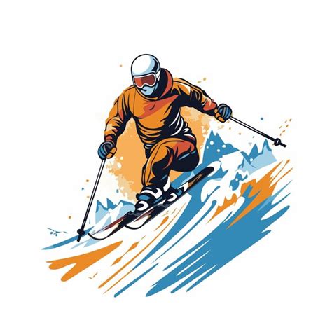 Premium Vector | Skiing Vector illustration of a skier skiing downhill