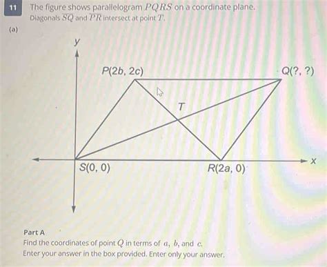 The Figure Shows Parallelogram Pqrs On A Coordinate Plane Diagonals