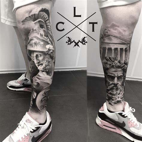 Greek Mythology Leg Tattoos