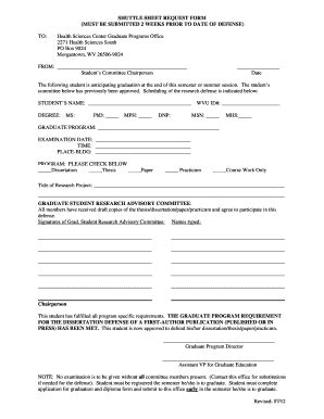 Fillable Online Hsc Wvu Shuttle Sheet Request Form Robert C Byrd