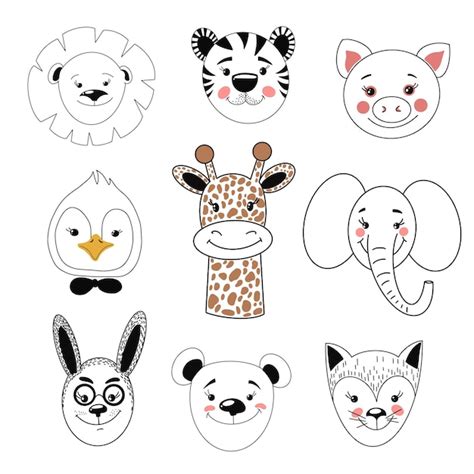 Premium Vector | Cute doodle animals