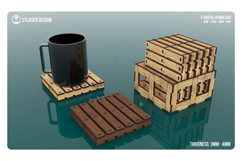 Boxed Pallet Coaster Svg Files Glowforge Cut Files