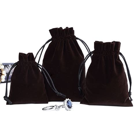 Eco Friendly Black Drawstring Velvet Pouch Jewelry Gift Bag Custom