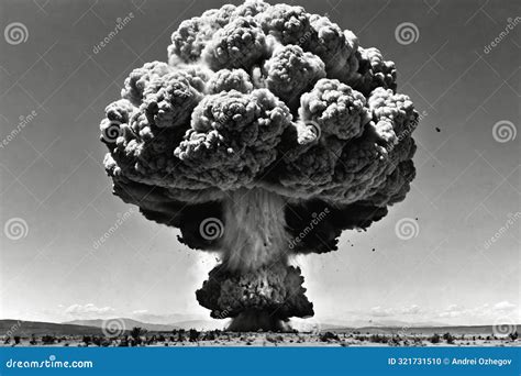 Mushroom Cloud of a Nuclear Explosion Frozen in Time Stock Photo ...