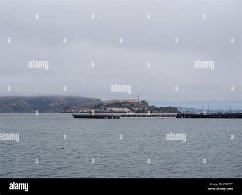 View Of Alcatraz Island From Fishermans Wharf Stock Photo Alamy