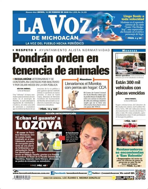 Periódico La Voz de Michoacán México Periódicos de México Edición