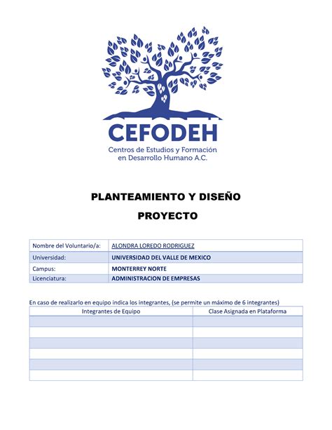 Tarea Actividad De Servicio Social Cefodeh Planteamiento Y