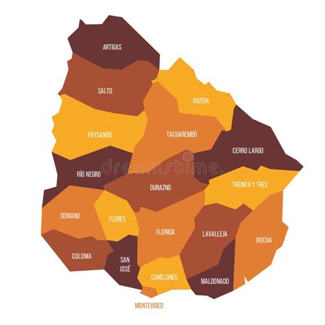 Uruguay Political Map of Administrative Divisions Stock Illustration - Illustration of area ...