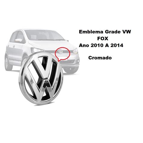 Emblema Volkswagen Grade Dianteira Fox 2010 A 2015 Cromado Encaixe