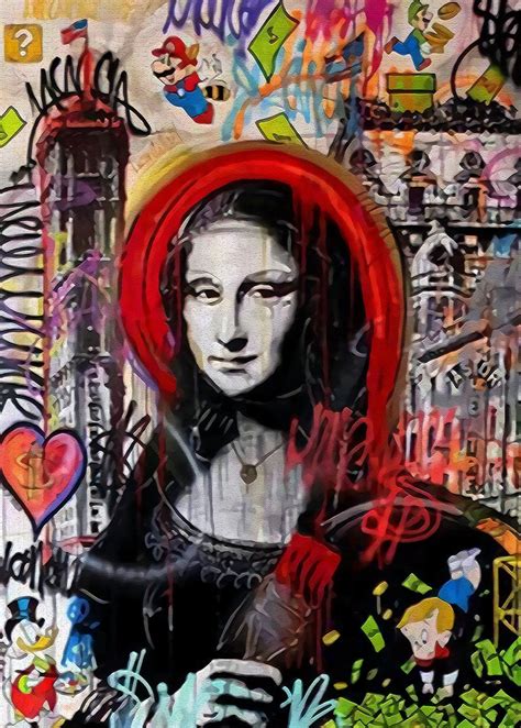 Modern Graffiti Funny Mona Lisa Posters Real Tangible Contemporary