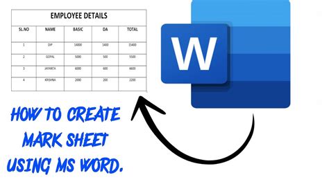 How To Create Mark Sheet Using Through Microsoft Word Ms Word Lesson