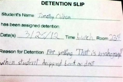 Hilarious Detention Slips When Your Bored