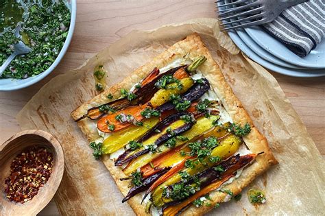 Rainbow Carrot Tart With Carrot Top Salsa Verde Edible San Diego Recipe