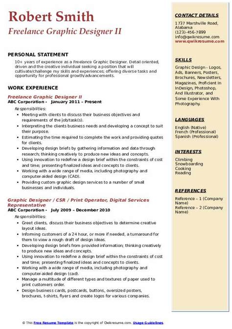 Freelance Graphic Designer Resume Samples | QwikResume