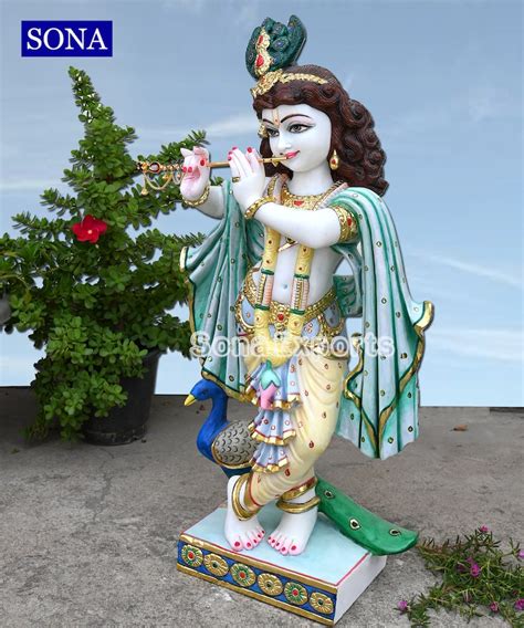 White Marble Krishna Statue Idols Sculpture Marble Lord Etsy