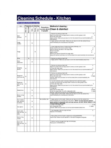 Church Maintenance Schedule Template