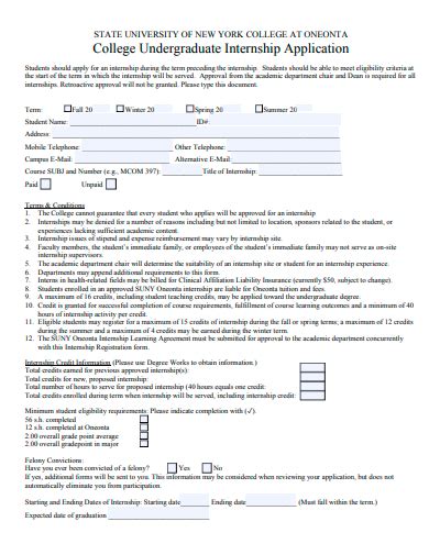 Free 20 Internship Application Samples In Pdf Ms Word