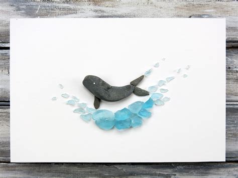 Pebble And Sea Glass Whale By Maine Artist M Mcguinness Sea Glass Crafts Sea Glass Art