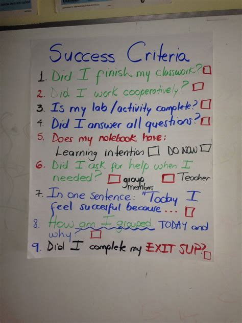 General Success Criteria That Can Be Applied To Any Subject