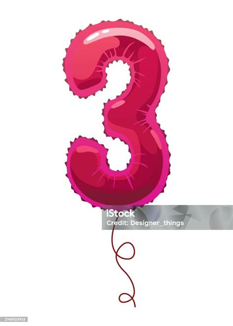 Helium Pink Balloons Number Realistic Design Element Numeral Character