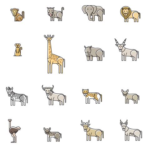 Set of animals doodle isolated on white background 16730347 Vector Art ...