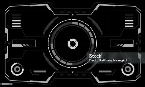 Tampilan Layar Antarmuka Scifi Hud Desain Geometris Melingkar Putih