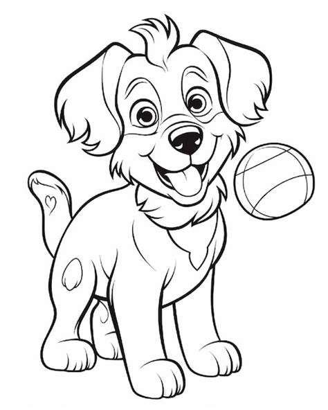 Premium Photo | A drawing of a dog with a ball in it