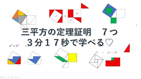 三平方の定理（ピタゴラスの定理）証明 7つ O ／！ Youtube