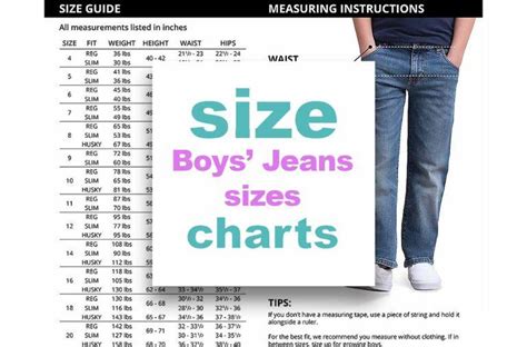 Boys US to EU Jeans Size Converter by age, height and width