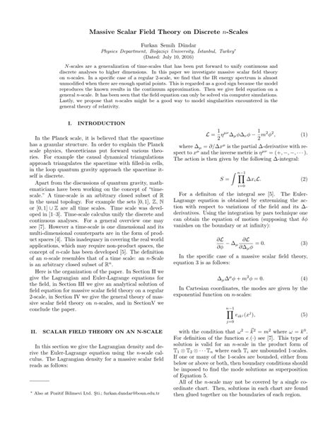 (PDF) Massive Scalar Field Theory on Discrete n-Scales