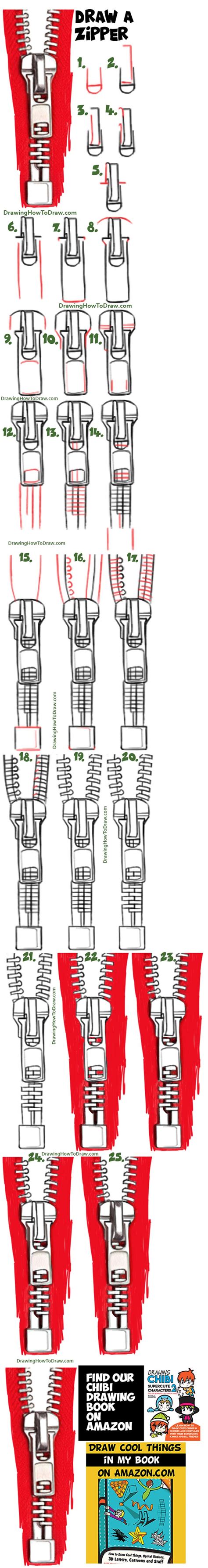 How to Draw a Zipper Easy Step by Step Drawing Tutorial - How to Draw ...