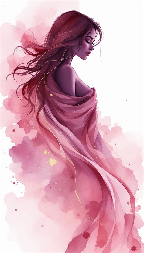 Free Elegant Watercolor Woman Image Watercolor Woman Feminine