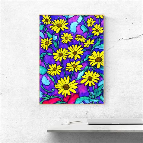 Daisy Flower Painting Printable Wall Art Digital Print Digital