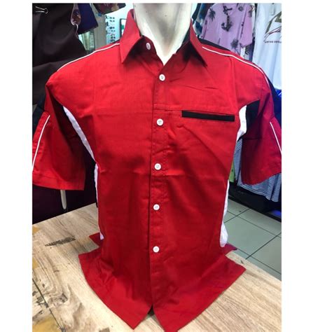 Jual KEMEJA SERAGAM PROMOSI POLOS KODE KEMEJA POLOS TLD MERAH HITAM