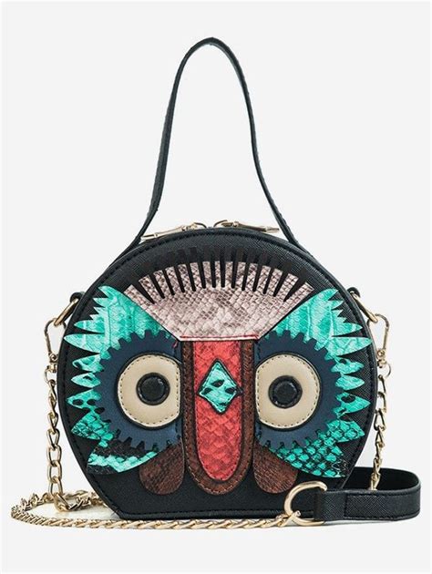 PU Leather Owl Round Pattern Crossbody Bag New Handbags Branded