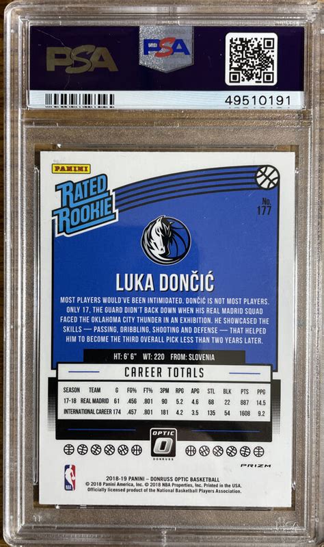 Donruss Optic Shock Prizm Luka Doncic Rc Rookie Psa Nm