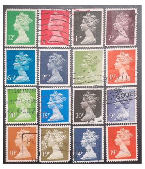 Extremely Rare Queen Elizabeth II Machin Series Postage Lot Of 16