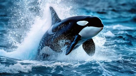 Premium AI Image | An orca breaching in a display of majestic power