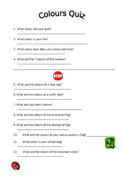 Colour Quiz by Kunde Josianne | TPT 