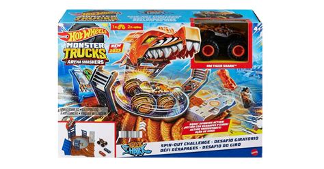 Hot Wheels Monster Trucks Arena Smashers Tiger Shark Spin Out Challenge Amazon