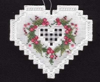 Hardanger Heart Cross Stitch Embroidery Ribbon Embroidery