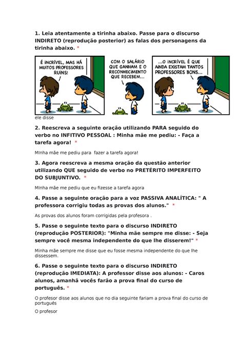 Planta Leia Atentamente A Tirinha Abaixo Passe Para O Discurso